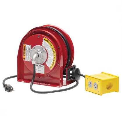 L 3030 123 7Q - 12/3 30' Premium Duty Quad Outlet Box Power Cord Reel